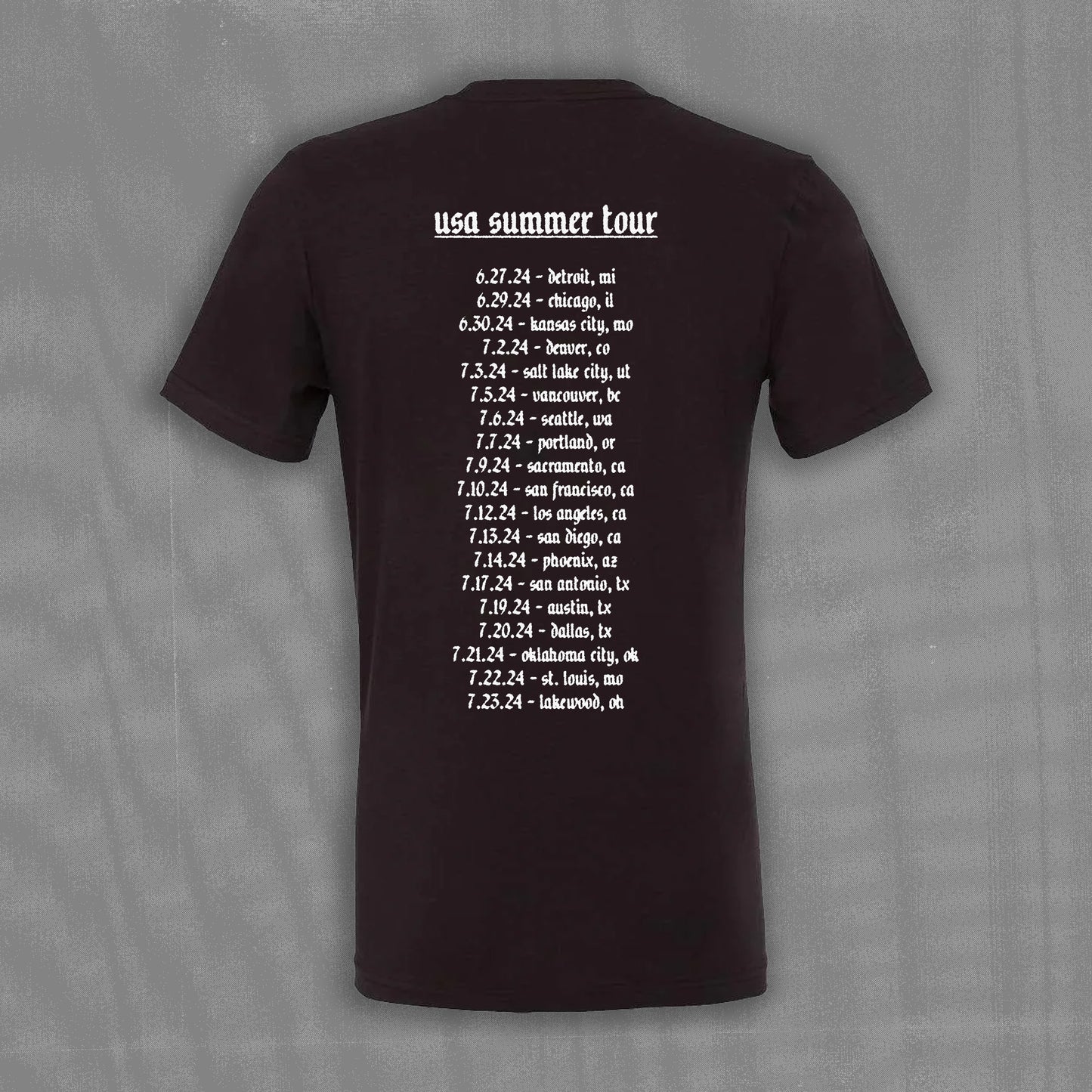HEAVEN USA TOUR DATES unisex t-shirt [free shipping]